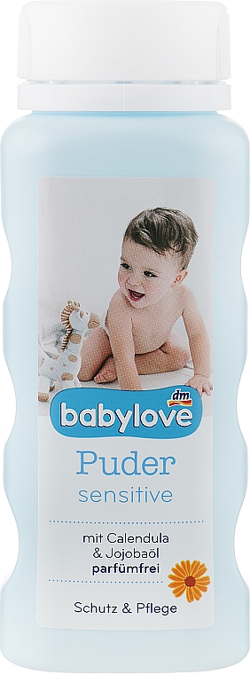Дитяча присипка з мінеральним тальком, олією жожоба й екстрактом календули - Babylove Sensitive — фото N1