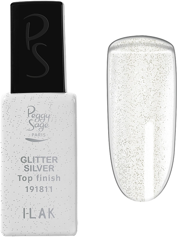 Топовое покрытие для ногтей - Peggy Sage Top Finish Glitter Silver I-Lak — фото N1