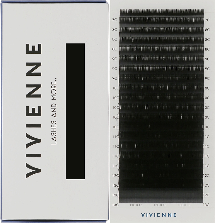 Накладні вії "Elite", чорні, 20 ліній (mix, 0,1, C, (7-13)) - Vivienne — фото N1