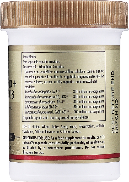 Харчова добавка для підтримування кишкової флори - Solgar Advanced 40+ Acidophilus Food Supplement — фото N2