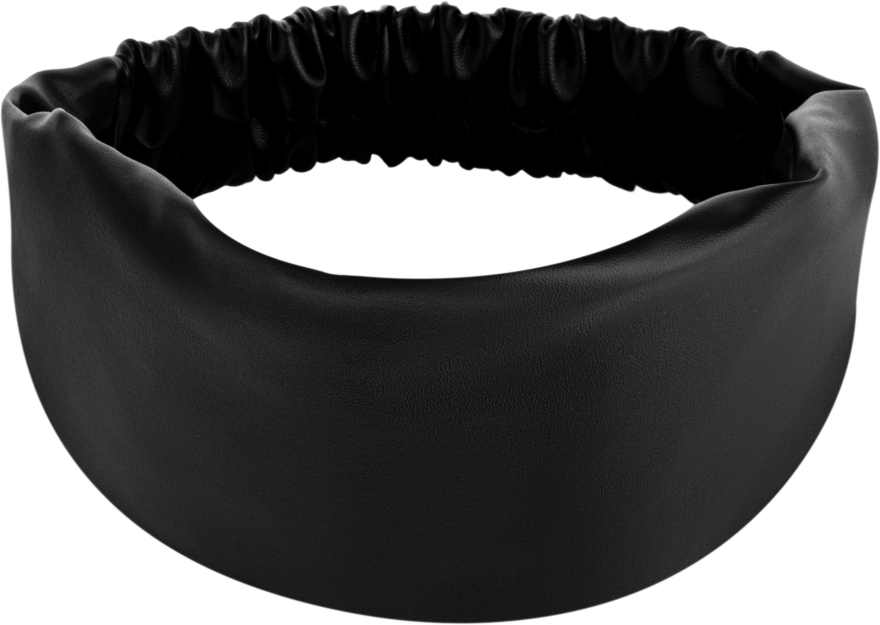 Пов'язка екошкіра, пряма, чорна, "Faux Leather Classic" - MAKEUP Hair Accessories — фото N1