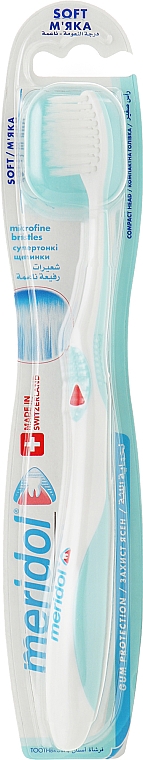 Зубная щетка мягкая, бело-бирюзовая - Meridol Gum Protection Soft Toothbrush — фото N1