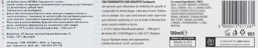 Зубная паста для защиты от пародонтоза - Astera Active+ Parodont Protection Lasting Mint — фото N3