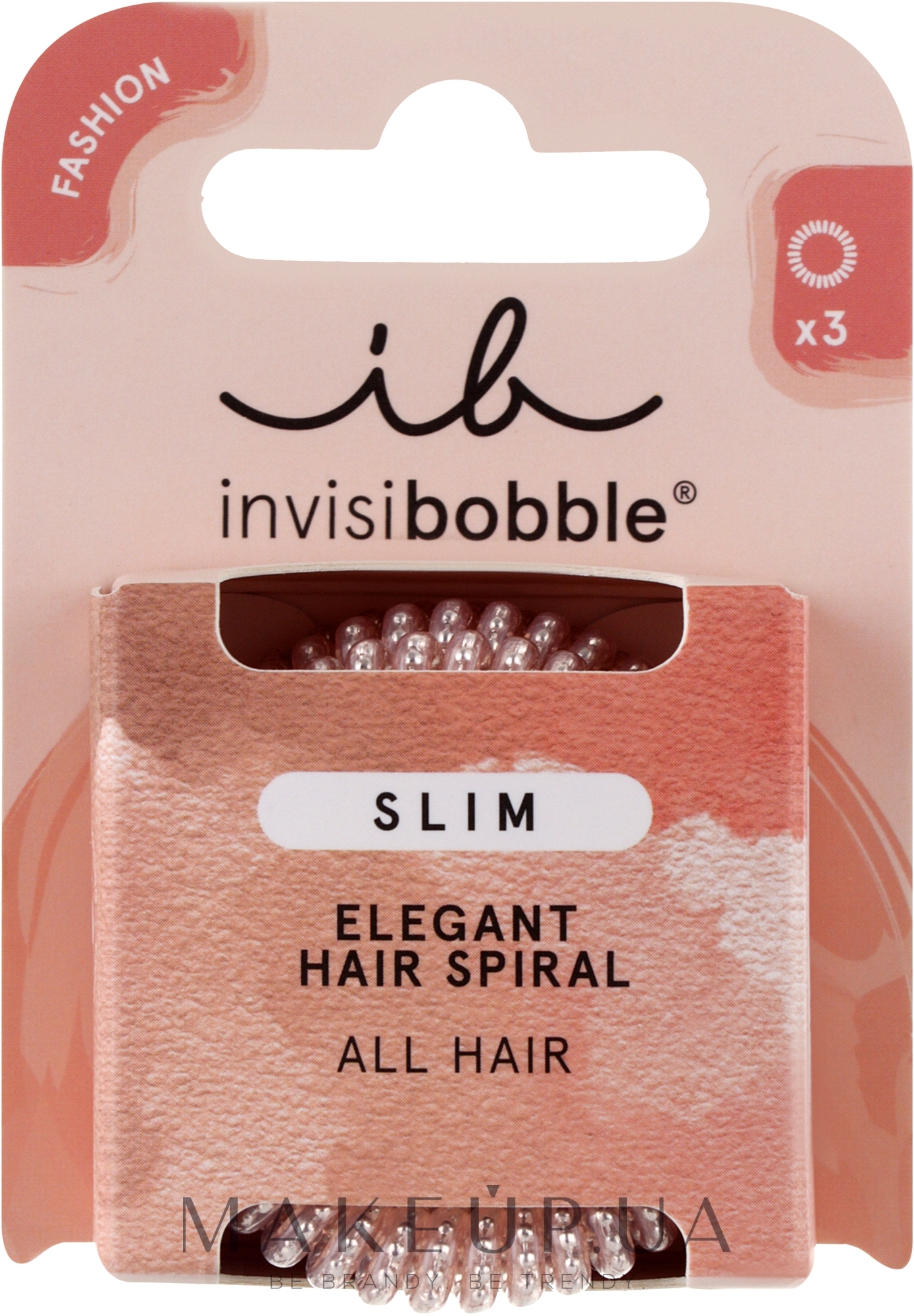 Резинка-браслет для волос - Invisibobble Slim Pink Monocle Elegant Hair Spiral — фото 3шт