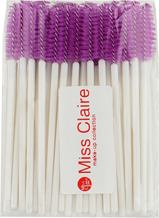 Одноразовые щеточки для ресниц и бровей, 100шт, бело-фиолетовые - Miss Claire