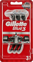 Набор одноразовых станков для бритья, 3шт - Gillette Blue 3 Red — фото N1