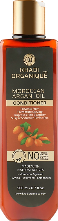 Натуральный безсульфатный бальзам "Марроканское аргановое масло" - Khadi Organique Moroccan Argan Hair Conditioner — фото N2
