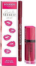 Духи, Парфюмерия, косметика Набор - Bourjois Ooh La Velvet Lip Kit 14 Plum Gir (lipstick/6.7ml + lip/pensil/1.14g)