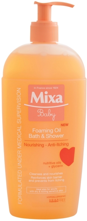 Живильна олія для душу - Mixa Baby Foaming Oil Bath & Shower — фото N1