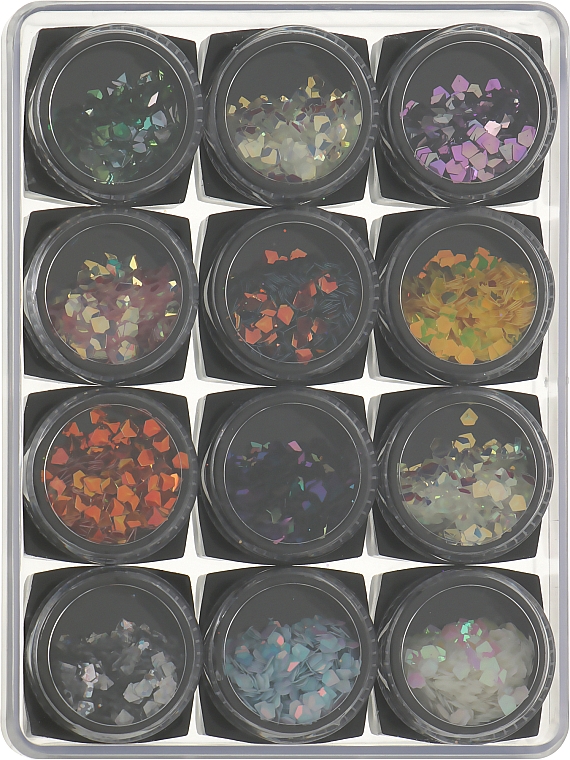 Набір декору для манікюру "Мерехтливі кристали", 12 кольорів - Christian — фото N1