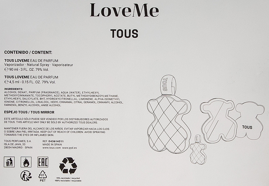 Tous LoveMe - Набір (edp/90ml + edp/4.5ml + mirror/1pcs) — фото N3