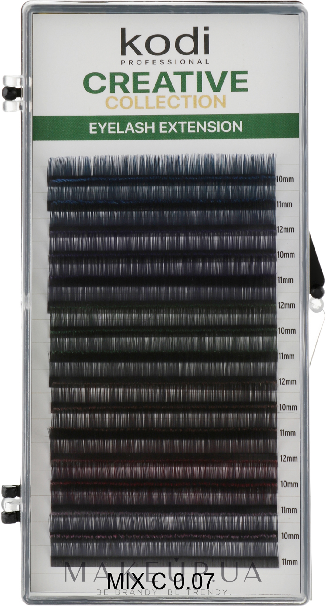 Накладные ресницы с цветным кончиком Creative Collection C 0.07 (16 рядов: 10/11/12) - Kodi Professional — фото 1уп