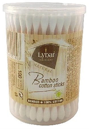 Палички ватяні в банку, 100 шт - Mattes Lybar Bamboo Cotton Sticks — фото N1
