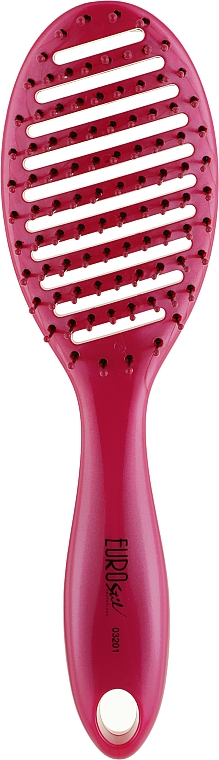 Овальная щетка для сушки и укладки волос 03201, розовая - Eurostil Vent Brush Curved — фото N1