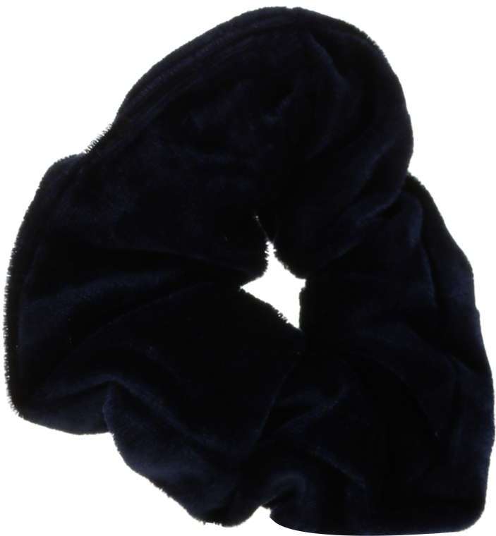 Резинка для волосся "Velvet", темно-синя, 22777 - Top Choice — фото N1