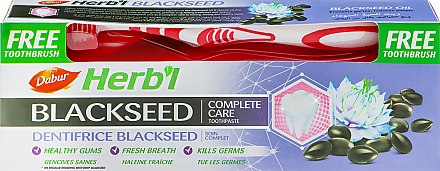 Набір "Чорний кмин", червоний - Dabur Herb`l (toothbrush/1шт + toothpaste/150g) — фото N1