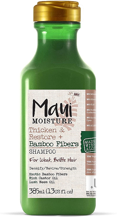 Шампунь для поврежденных и ослабленных волос "Бамбуковое волокно" - Maui Moisture Thicken + Restore Bamboo Fiber Shampoo
