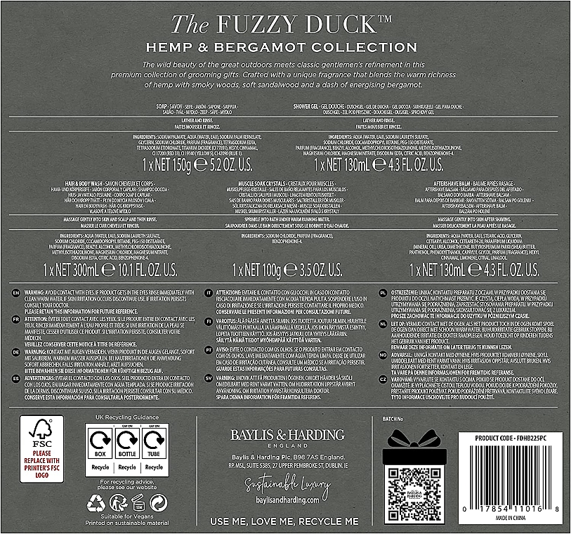 Набір, 5 продуктів  - Baylis & Harding The Fuzzy Duck Men's Hemp & Bergamot Luxury Grooming — фото N3