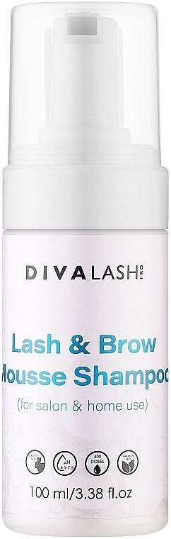 Пенка для очищения ресниц и бровей - Divalashpro Lash & Brow Mousse Shampoo