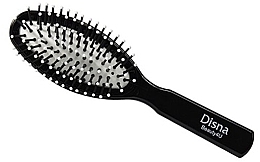 Парфумерія, косметика Гребінець для волосся овальний з нейлоновою щетиною та шпильками, 18 см, чорний - Disna Pharma