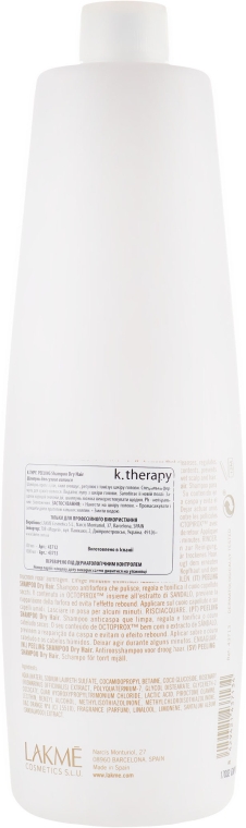 Шампунь проти лупи для сухого волосся - Lakme K.Therapy Peeling Shampoo — фото N4