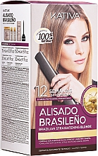 Набор для кератинового выпрямления волос, для блондинок - Kativa Alisado Brasileno Straighten Blonde (shm/15ml + mask/150ml + shm/30ml + cond/30ml) — фото N1