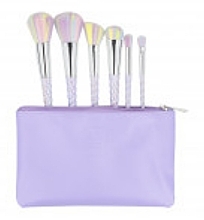 Парфумерія, косметика Набір з 6 пензлів для макіяжу + сумка, фіолетовий - ILU Basic Mu Unicorn Makeup Brush