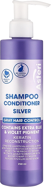 Срібний шампунь-кондиціонер для сивого волосся - Asteri Silver Shampoo Conditioner — фото N1