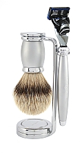 Духи, Парфюмерия, косметика Набор для бритья - Edwin Jagger Bulbous Satin 3 Piece Fusion Set Silver Tip Badger