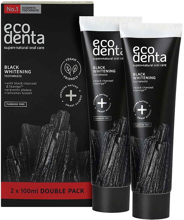 Черная отбеливающая зубная паста, без фтора - Ecodenta Black Whitening Toothpaste Set — фото N1