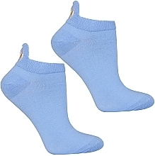 Жіночі шкарпетки з вишивкою, 1 пара, блакитні з ромашкою - Moraj — фото N1