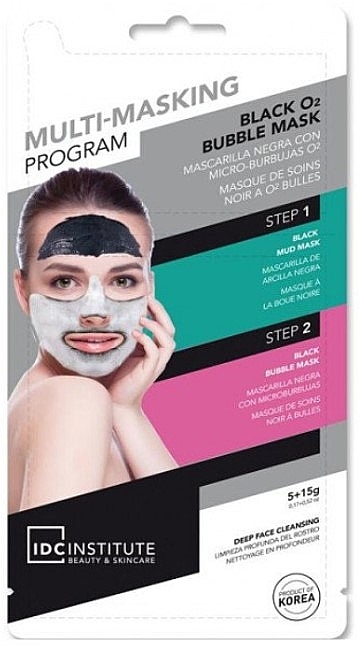 Мультимаска для глибокого очищення обличчя - IDC Institute Multi-Masking Program Black O2 Bubble Mask — фото N1