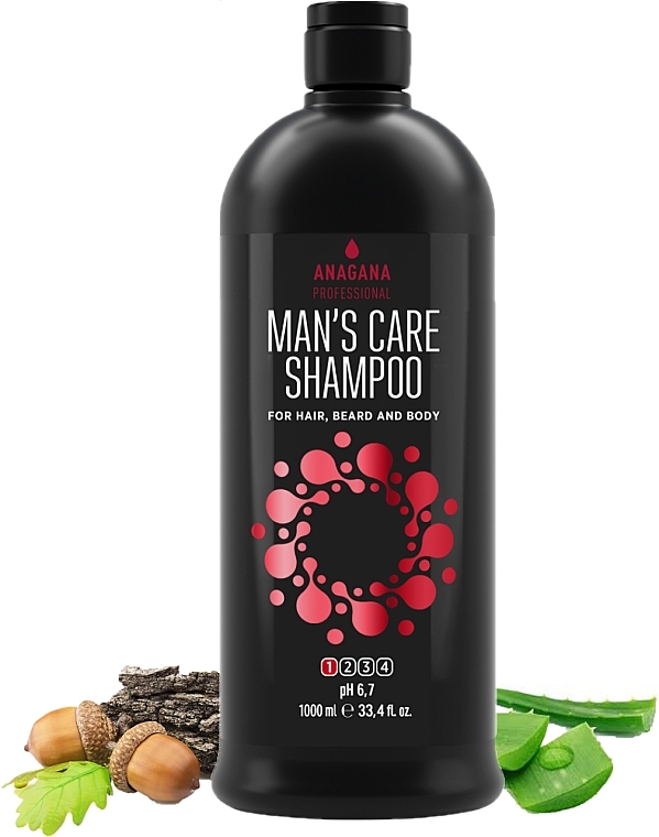 Шампунь "Чоловічий догляд" для волосся, бороди й тіла - Anagana Professional Man's Care Shampoo — фото N2