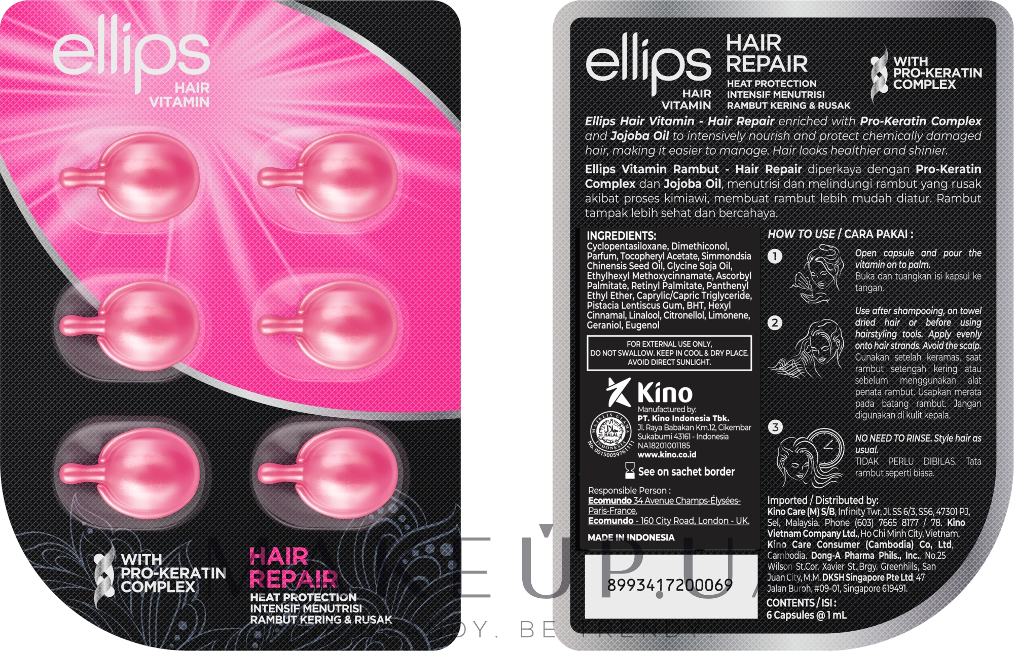 Вітаміни для волосся "Відновлення волосся" з про-кератиновим комплексом - Ellips Hair Vitamin Hair Repair With Pro-Keratin Complex — фото 6x1ml