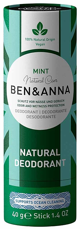 Дезодорант на основе соды "Мята" (картон) - Ben & Anna Natural Care Mint Deodorant Paper Tube — фото N1