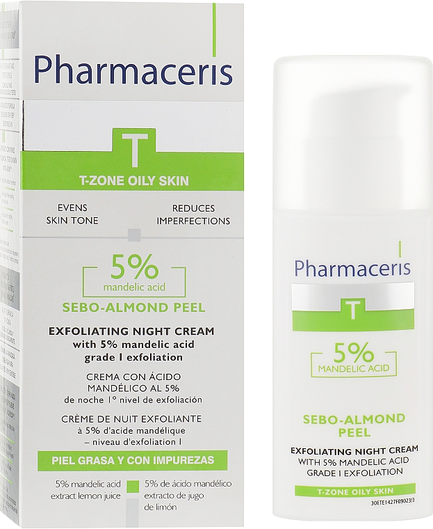 Ночной крем-пилинг с 5% миндальной кислотой - Pharmaceris T Sebo-Almond-Peel Exfoliting Night Cream