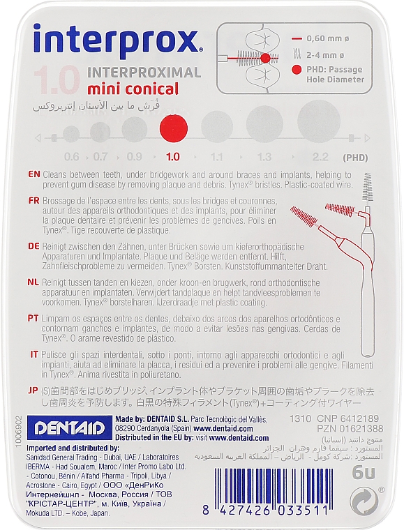 Щетки для межзубных промежутков, 1 мм - Dentaid Interprox 4G Mini Conical — фото N2