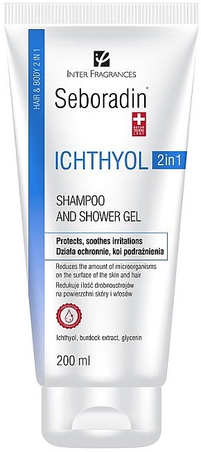 Шампунь і очищувальний гель для душу з іхтіолом 2 в 1 - Seboradin Ichthyol Hair Shampoo and Shower Gel — фото N2