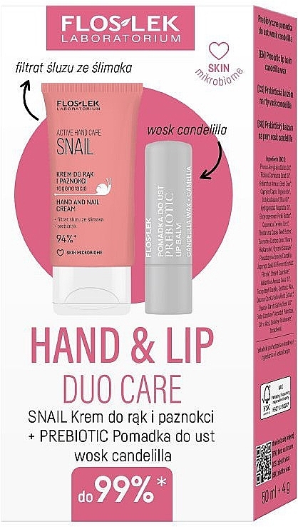 Набір - Floslek Hand & Lip Duo Care Snail (h/cr/50ml + lip/balm/4g) — фото N1