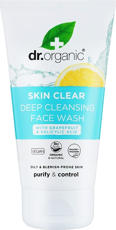 Глубоко очищающий гель для умывания 5в1 - Dr. Organic Skin Clear 5in1 Deep Pore Cleansing Face Wash — фото N2