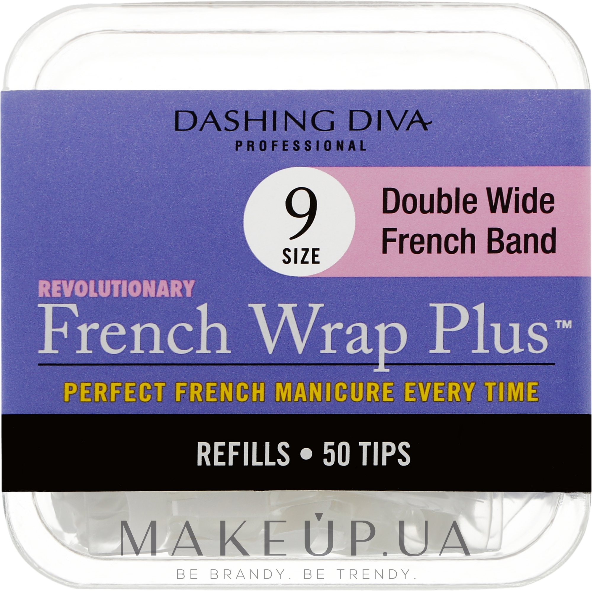 Типсы широкие "Френч Смайл+" - Dashing Diva French Wrap Plus Double Wide White 50 Tips (Size-9) — фото 50шт