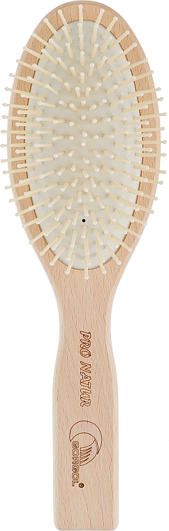 Расческа для волос на резиновой подушке с пластиковыми зубчиками, 11 рядов, прямая, светлая - Gorgol — фото N1