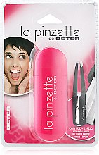 Парфумерія, косметика Пінцет для видалення волосся, з косими кінчиками, з підсвіткою і дзеркальцем, рожевий - Beter La Pinzette