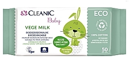 Детские влажные салфетки для чувствительной кожи с молоком, 50 шт - Cleanic Eco Baby Vege — фото N1