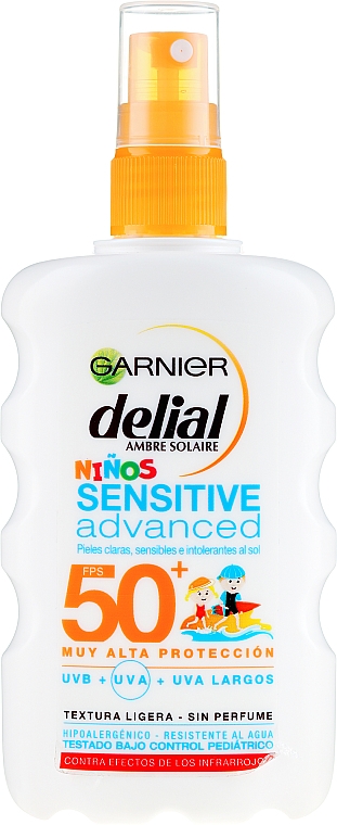 Сонцезахисний спрей для дітей - Garnier Ambre Solaire Delial Kids Sensitive Spray SPF50 — фото N1