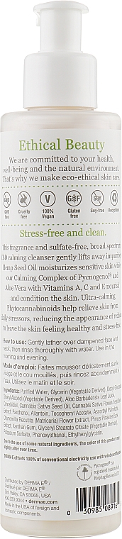 Заспокійливий засіб для вмивання - Derma E Skin De-Stress Calming CBD Cleanser — фото N2