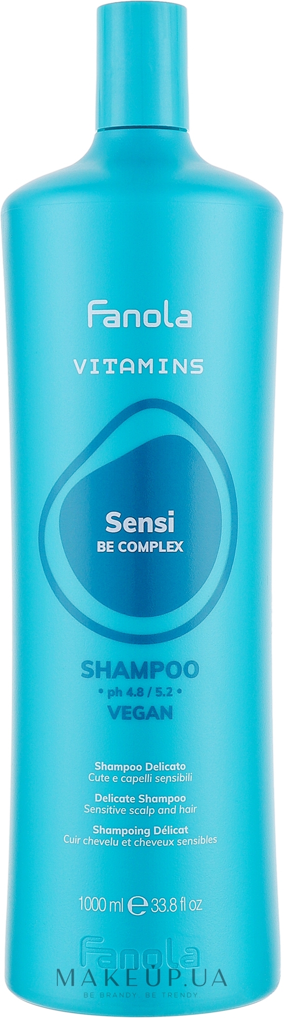 Успокаивающий шампунь для чувствительной кожи головы - Fanola Vitamins Delicate Sensitive Shampoo — фото 1000ml
