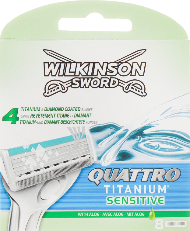 Набор сменных лезвий, 8 шт - Wilkinson Sword Quattro Titanium Sensitive