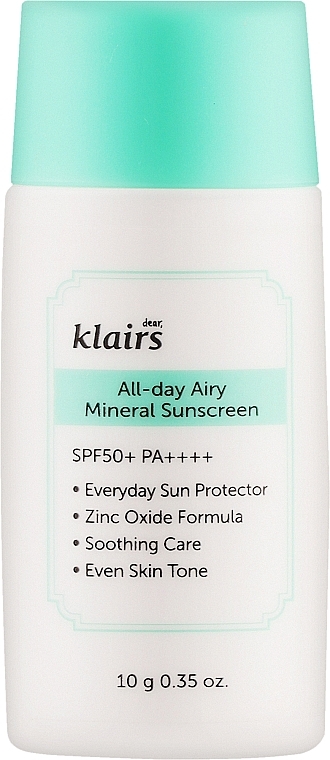 М’який мінеральний сонцезахисний крем - Klairs All-day Airy Mineral Sunscreen (міні) — фото N1