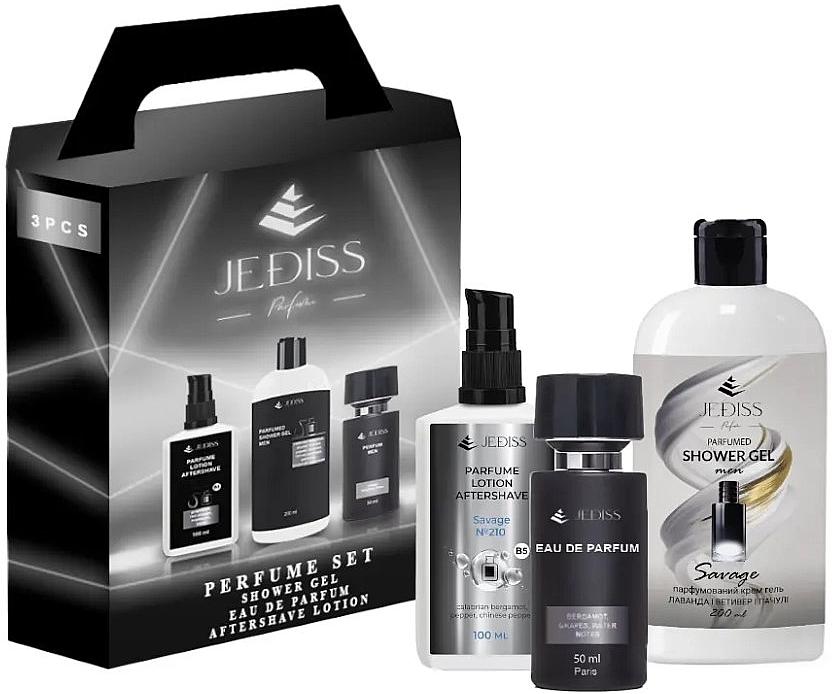 Jediss Savage - Набор 210 (edp/50ml + sh/gel/200ml + ash/lot/100ml) — фото N1